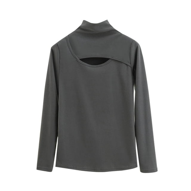 Chemise à Manches Longues Col Rond pour Femmes, Mode Décontractée, Blouse Basique Confortable, T-Shirt de Construction Interne