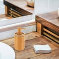 thumbnail image 4 of Elegant Mustard Yellow Soap Dispenser - Polyresin and Bamboo Design, Refillable Liquid Pump, 4 of 6