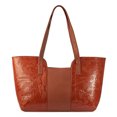 thumbnail image 3 of Bolso de Dama AngeLozano  De Piel Sintetico Charol con Cincelado Modelo Mazatlan Café, 3 of 4
