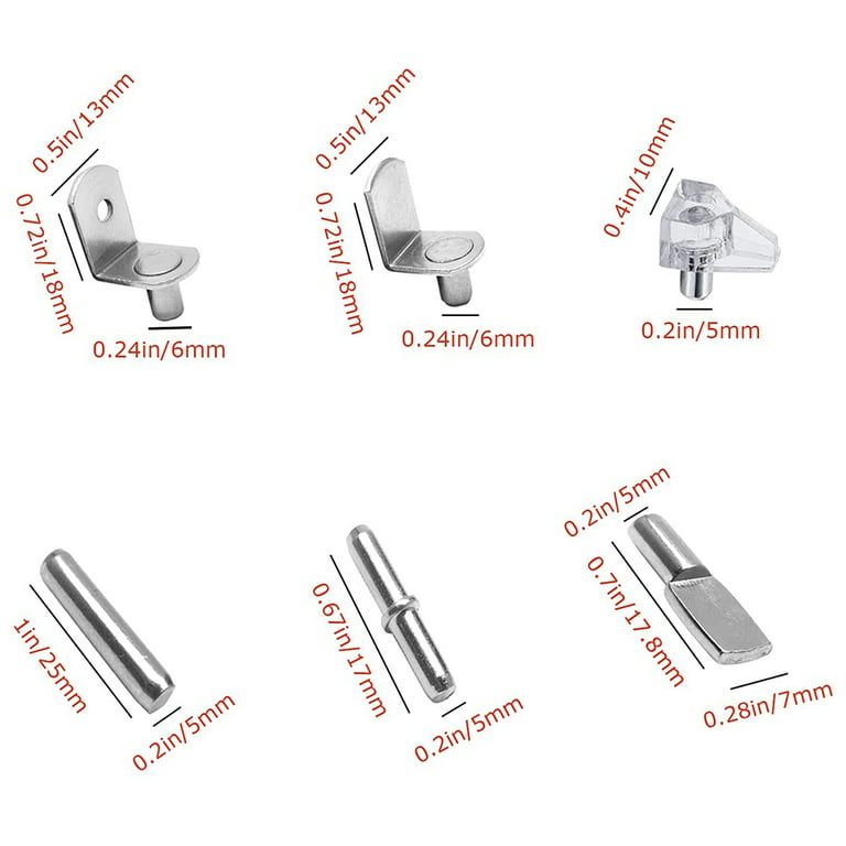 Glarks 156Pcs 6 Styles Shelf Pins Kit, Nickel Shelf Support Pegs, PVC Shelf  Pins, Flat Spoon