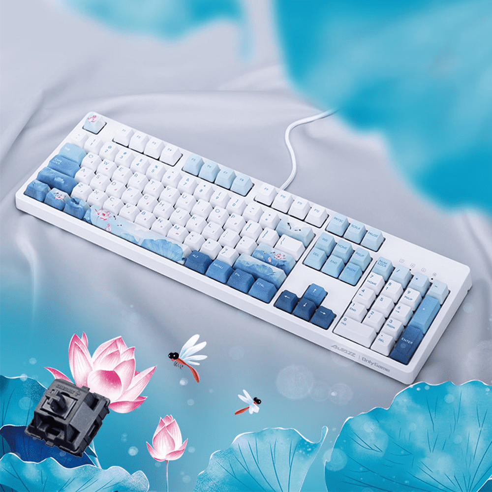 Mechanical 104 Keyboard, Ink Dragonfly Point Water Keyboard, Wired