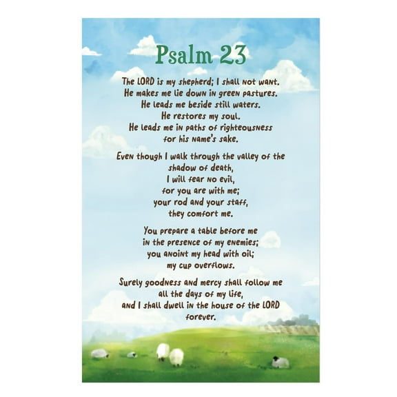 Psalm 23 Wall Art Christian Poster  Bible Teaching & Inspirational Wall Chart for Classroom, The Lord is my Shepherd Wall Art, Ministries & Home Décor