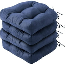 Outdoor Chair Cushions Set of 4, Patio Chair Cushions with Ties, 19x19 Tufted Outdoor Seat Cushions, Waterproof Patio Furniture Cushions, Outdoor Dining Chair Pads, Navy
