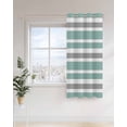 thumbnail image 4 of Concise Green Thermal Insulated Blackout Curtains for Bedroom 24 Length Gray White Stripe Room Darkening Curtain 1 Panel Grommet Window Curtain Drape for Living Room Nursery Room, 4 of 7