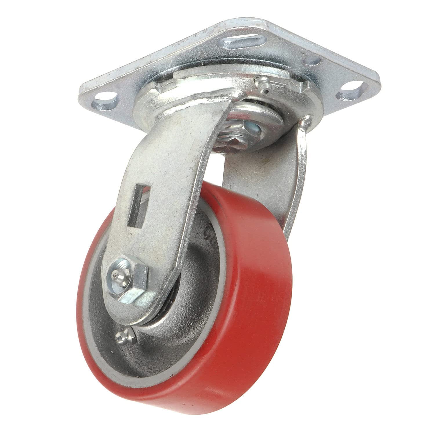 Global Industrial Heavy Duty Swivel Plate Caster 4"" Polyurethane Wheel 600 Lb.