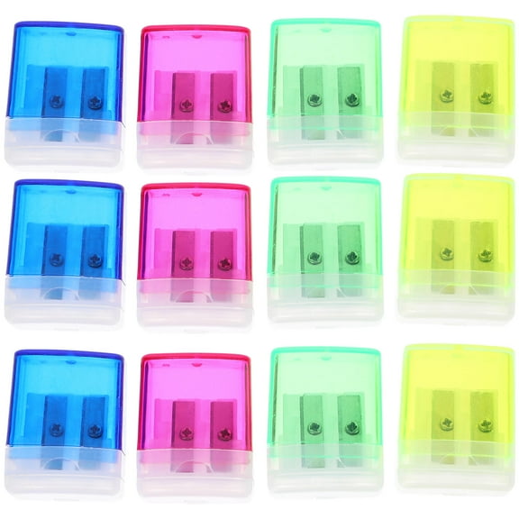 FONDOTIN 12pcs Pencil Sharpeners Sharpner Pencil Plastic Fluorescent Yellow for Office