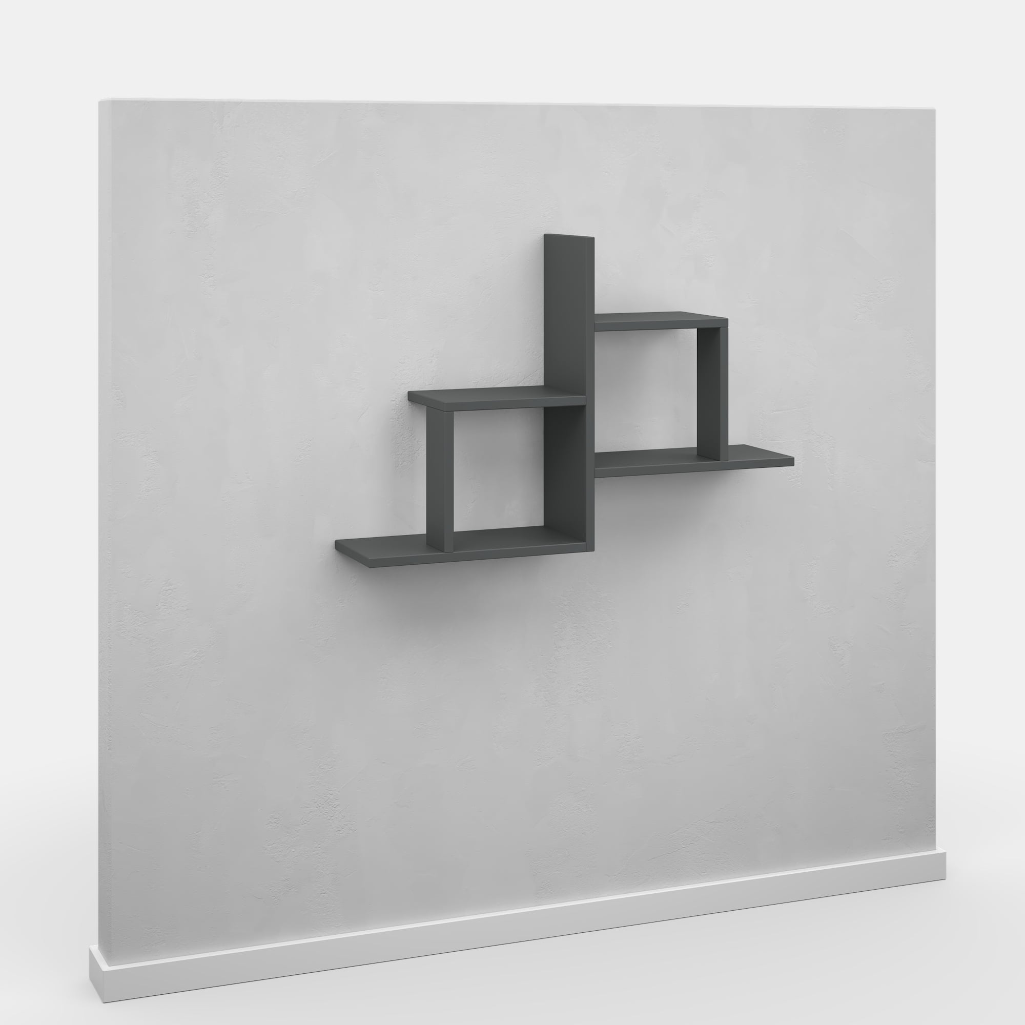 Ada Home Decor Furniture 33.86" 2 Tier Anthracite Webb Modern Wall Shelf