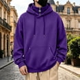 thumbnail image 2 of JSheng Men's Oversized Hoodies Pullover Long Sleeve Drawstring Sweatshirt with Pocket Fall Winter Casual Solid Loose Sweatshirts Z-Purple L, 2 of 5