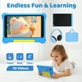 thumbnail image 6 of 7" Kids Learning Tablet Bundle - Headphones, Stylus & Bag, Pre-Installed & Parental Controls,Android 13 allwinner Go Quad Core, 5GB RAM + 32GB ROM, 128GB Expansion-Blue, 6 of 9