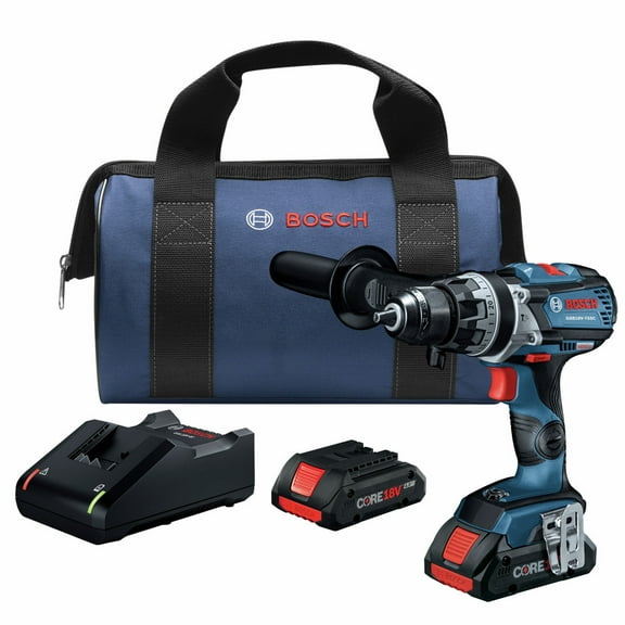 Restored Bosch GSB18V-755CB25-RT 18V Brute Tough Connected-Ready EC Brushless Lithium-Ion 1/2 in. Cordless Hammer Drill Driver Kit with 2 Batteries (4 Ah) (Refurbished)