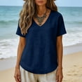 thumbnail image 5 of Women's Linen Short Sleeve Top Casual Loose Fit Blouse, 5 of 6