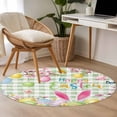 thumbnail image 4 of Happy Easter Round Area Rug 3.3Ft Washable Circle Rugs for Dining Room Table, Spring Bunny Eggs Flower Sage Green Plaid Non-Slip Carpet Floor Mats Indoor Outdoor Carpet Runner Aesthetic Home Decor, 4 of 8