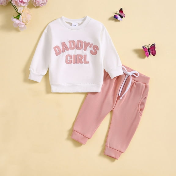 Baby Girl Boy Fall Winter Clothes Crewneck Sweatshirt Letter Print Long Sleeve Sweatshirt 2PC Christmas Outfit Set for Child Girl Boy Boy 6-12 Months