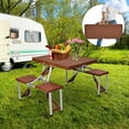 thumbnail image 4 of Gymax Portable Folding Camping Picnic Table Bench Set w/ 4 Seats Backyard Garden, 4 of 7