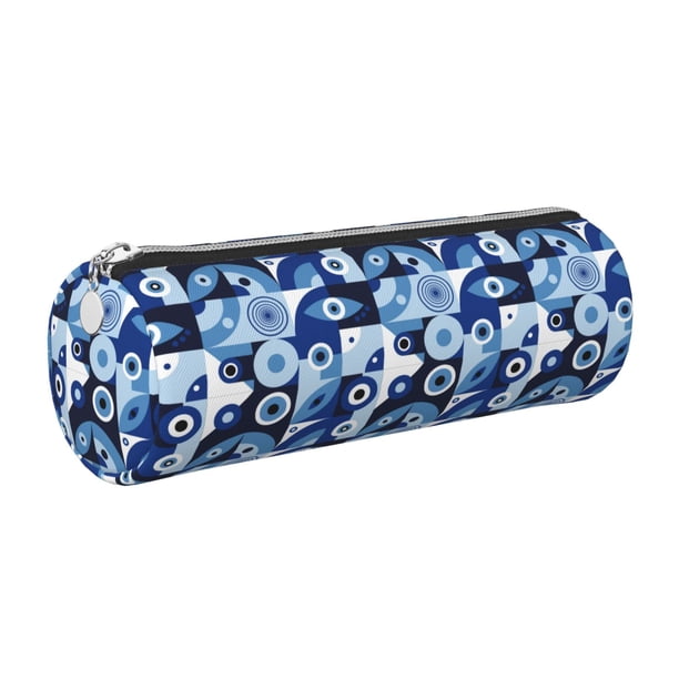 Disketp Evil Eye Estuche Organizador de Lápices de Cuero, Estuche de Oficina con Cremallera para Bolígrafo y Lápiz