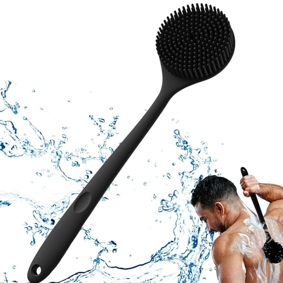 BTideas Silicone Back Scrubber for Shower,15in Soft Double Sided Bath Brush,Back Brush for Shower