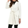 thumbnail image 4 of INSPIRE CHIC Lapel Collared Belted Coat for Women's Open Front Long Sleeve Overcoat S White, 4 of 6