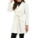 thumbnail image 4 of Abrigo largo de manga larga con cinturón y cuello de solapa INSPIRE CHIC para mujer, color blanco, talla XS, 4 of 6