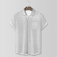 thumbnail image 3 of Camisas Oversize Hombre Camisa de vestir de manga corta para hombre Camisa con estampado de lunares de ajuste regular con bolsillo Camisa con botones informales (Grey, L), 3 of 5