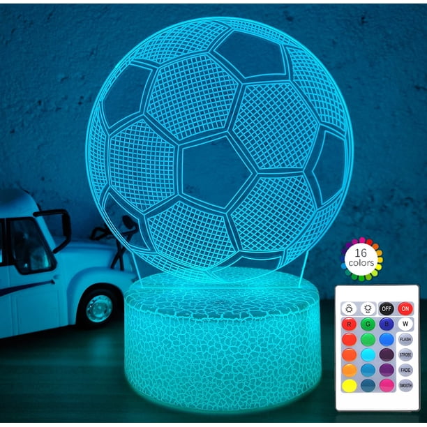 Luz Nocturna Ilusión 3D de Fútbol i-CHONY con Control Remoto y 16 Colores
