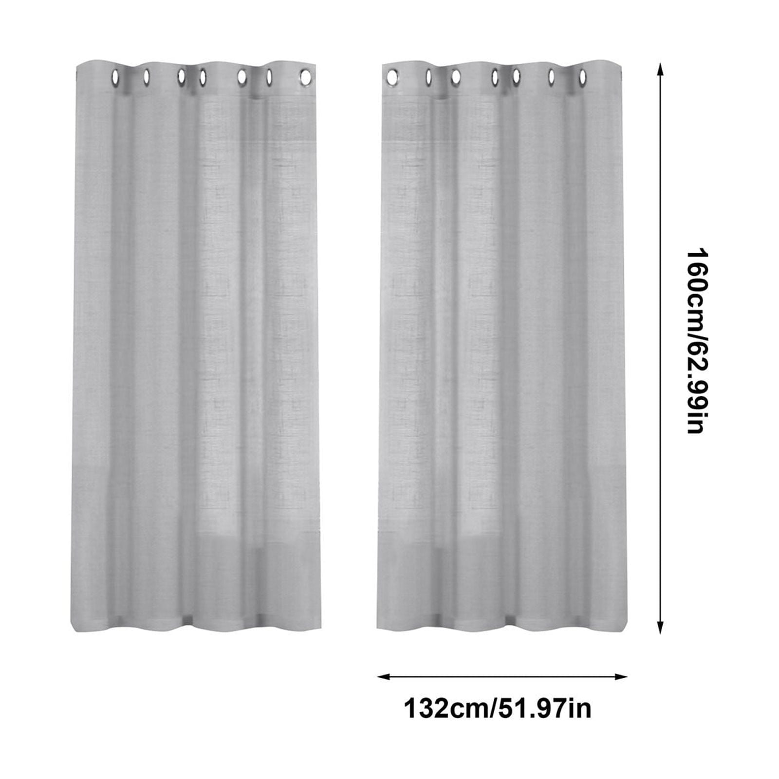 2 Curtains Linen Sheer Curtains 63 Inch Length Semi Sheer Curtains Silver Linen Curtain Panels for Living Room/Bedroom Light Filtering Curtains 2 Panels