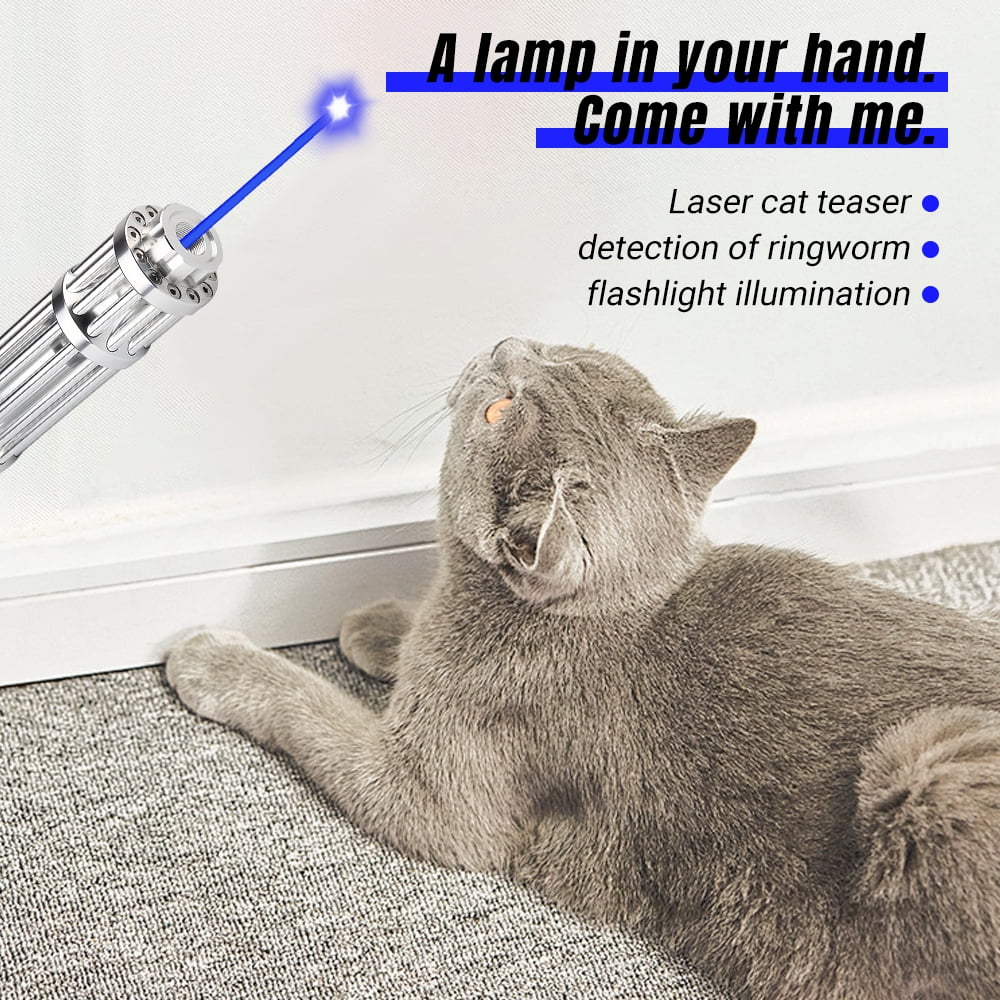 Kepeak Blue Laser Pointer with Adjustable Focus, Continuous Beam, Compact Aluminum Body