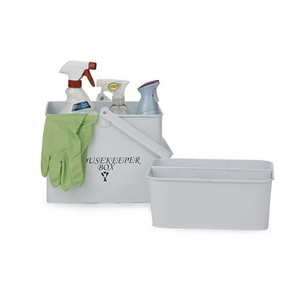 Mnd Reader Metal Housekeeper Supply Basket, Cleaning Carry Caddy Box, Rectangular Storage Tidy Up Organizing Box,
