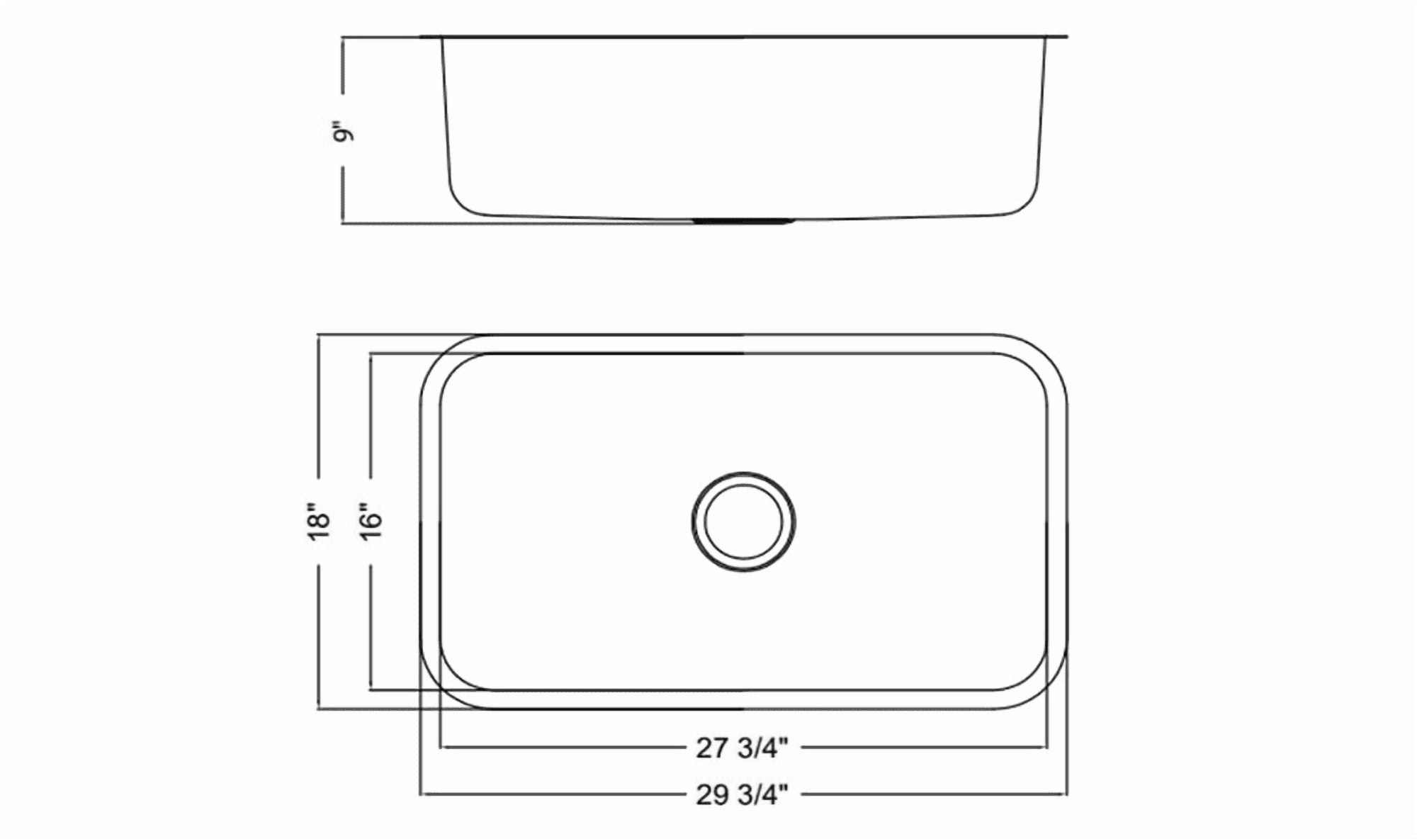 Magnolia Sinks Kitchen Sink Stainless Steel Undermount 30"x18", 18 gauge (30 inch Under-mount Single Bowl) No Rimming