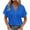 Blue, variant on Womens Lace Eyelet Button Summer Solid Color Tops Casual V Neck Short Sleeves Batwing Fashion Tunic T-shirt Plus Size Oversize Top Versatile Blouse Pullover