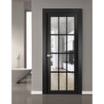 thumbnail image 3 of Solid Interior French | Felicia 3355 Matte Black with Clear Glass | Single Regular Panel Frame Trims Handle | Bathroom Bedroom Sturdy Doors, 3 of 6