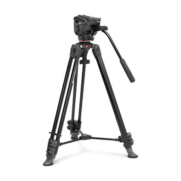 Manfrotto 500X Fluid Video Head with 3-Section Aluminum Telescopic Twin Leg Video Tripod