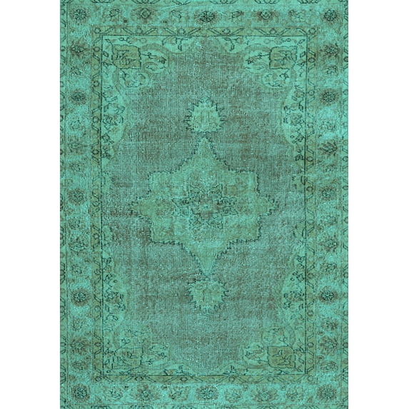 Ahgly Company Machine Washable Indoor Rectangle Persian Turquoise Blue Traditional Area Rugs, 5' x 8'