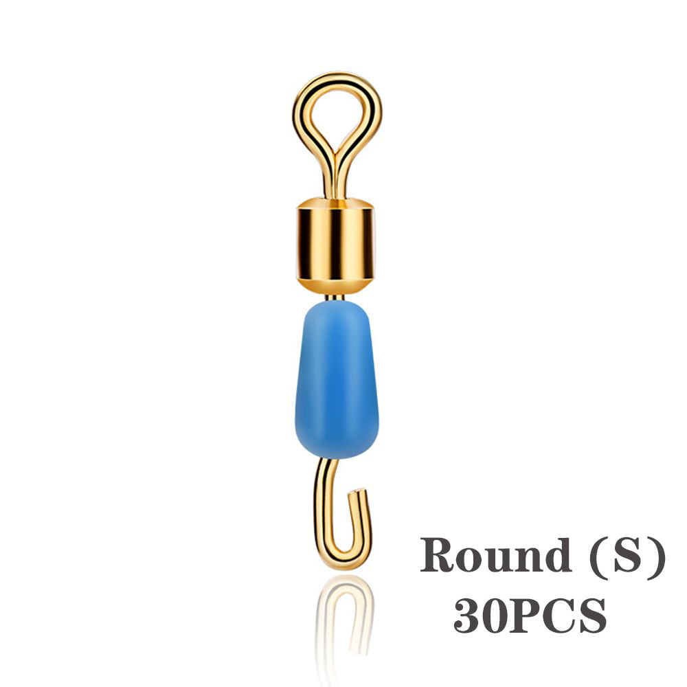 30/20PCS/Set Bottle Shaped Fishing Gear Quick Pin Connector Tackle  Accessories Hooked Snap Splayed Buckle Swivel Ring Fishing Connector S  ROUND 