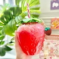 thumbnail image 2 of NANDIYNZHI Kitchen Gadgets Cute Transparent Strawberry Cup Straw Cup Milk Tea Fruit Cup Portable Water Cup Pp 4.72*3.54*1.57 Inch (Clearance)Straw, 2 of 8