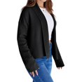 thumbnail image 2 of Cárdigan Corto para Mujer con Chal Abierto Al Frente, Chaqueta de Suéter de Larga de Moda de Otoño 2025 Negro L, 2 of 9