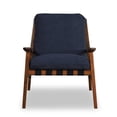 thumbnail image 5 of Grain Wood Furniture Solid Wood Mid Century Lounge Chair with Indigo Blue Cushions, 5 of 6
