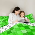 thumbnail image 5 of Homewish Cartoon Pixelate Miner Full Size Comforter Sets, Green Square Abstract Bedding Comforter Set, Teens Kids Boys Girls Reversible Bedding Sets, Ultra Soft Bedroom Decor, 3-Piece, 5 of 8