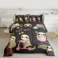thumbnail image 2 of Manfei Kawaii Sloth Bedding Comforter Set for Teen, Cartoon Animal Lover Twin Comforter Sets, Rainbow Flower Print Reversible Bedding Set, Microfiber Bedroom Decor, 2 Pieces, 2 of 8