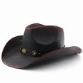 thumbnail image 4 of SRZYMJ Cowboy Hat,Cowgirl hat,Brown Cowboy Hats for Women/Mens Straw Wide with Shapeable Brim Western Cowboy Hat for Womens, 4 of 5