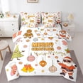 thumbnail image 1 of Merry Christmas Bedding Set 7 Pieces For Kids Xmas Tree Santa Claus Sheet Set Queen Sizesnowman Lantern Decor Comforter Snowflake Christmas Stocking Decor Fitted Sheet With 2 Pillow Cases, 1 of 1
