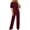 Y-483 Burgundy Wine, variant on Black Women Tie Knot Straight Leg Basic Long Leg Coveralls Pants One Piece for Women Spandex Fall Winter Pants 2026 Clothing Country Concert Y2K L