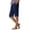 Navy, variant on LAJPXKHY Bermuda Shorts for Women Summer Casual Knee Length Elastic High Waist Striped Wide Leg Lightweight Shorts with Pockets