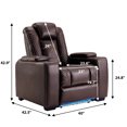 thumbnail image 6 of Bonzy Home Electric Power Recliner USB Ports and Cup Holders LED Lighting Home Theater Seating Reclining Chair Adjustable Headrest with Hidden Arm Storage Brown, 6 of 8