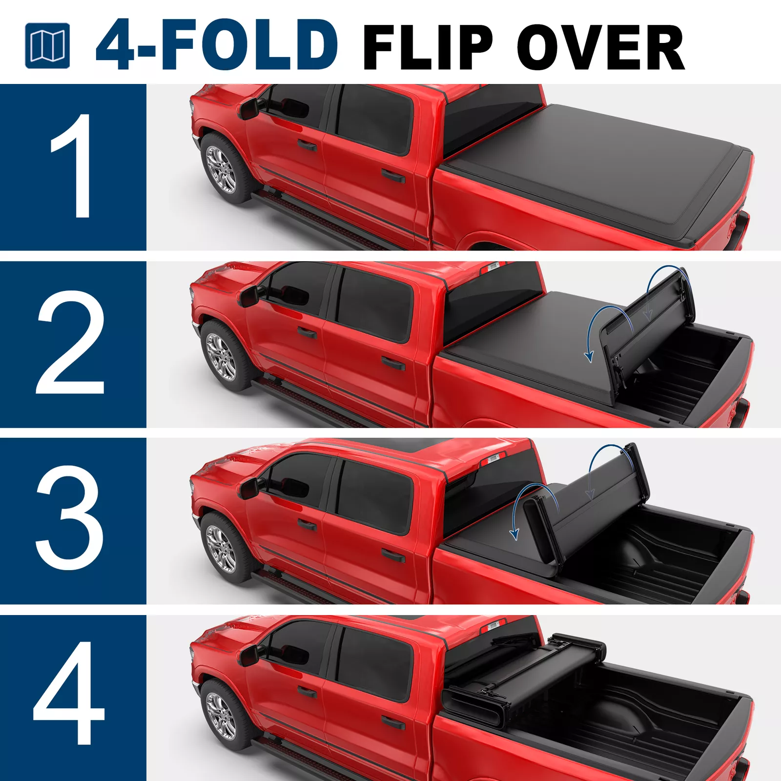 MOSTPLUS 6.4FT/6.5FT 4 Fold Soft Bed Tonneau Cover for 2003-2025 2026 Ram 1500 04-26 Ram 2500/3500 (No Ram Box)