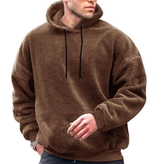 Admvng Mens Hoodie Sweatshirt Drawstring Long Sleeve Breathable Solid Casual Pullover Tops