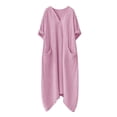 thumbnail image 4 of qucoqpe Summer Linen Long Dress for Women Fashion Casual Solid Color Sleeveless Button Up V Neck Dress Loose Fit Flowy Sundress with Pockets, 4 of 6