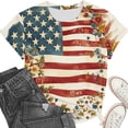 thumbnail image 5 of Elvqul Womens Independence Day T Shirts 4th of July American Flag Tops Plus Size Eagle V-Neck Patriotic Shirts for Juniors 3/4 Sleeve, 5 of 6