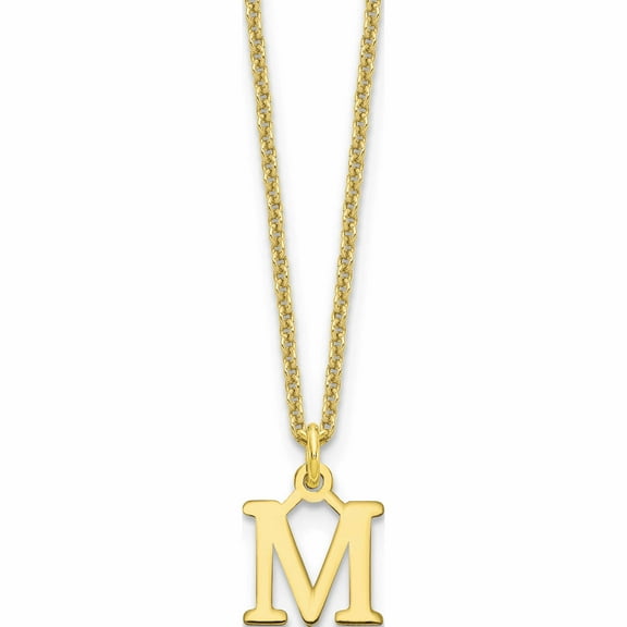 10K Yellow Gold 10Ky Cutout Letter M Initial Necklace Made In United States -Jewelry By Sweet Pea