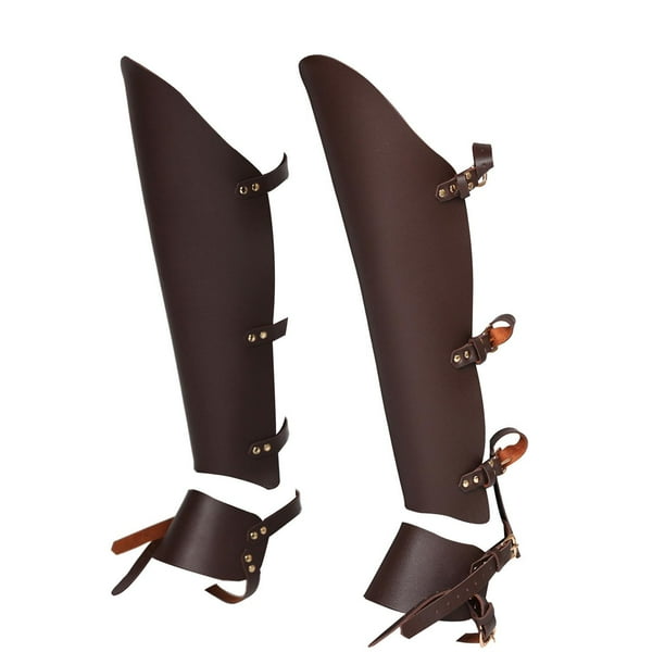 Botas de grebas medievales de estilo retro, cubiertas para zapatos, cómodas y duraderas, vendas para piernas de PU Café 45x22cm