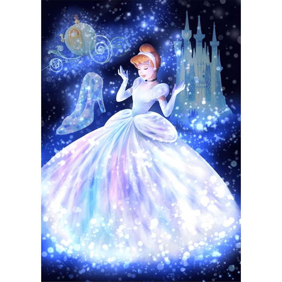 Diamond Art Kits for Adults, Princess Diamond Painting Kit, 12 x 16 Inch Castle Gem Art for Beginners, Stress Relief, 5D Full Round Drill DIY Craft, Cartoon Wall Decor, Creative Gift